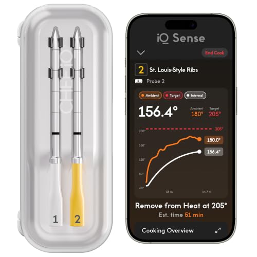 Wireless Meat Thermometer with 2 Probes - Smart WiFi Cooking Sensor for Grill, Oven, BBQ, Smoker, Air Fryer
