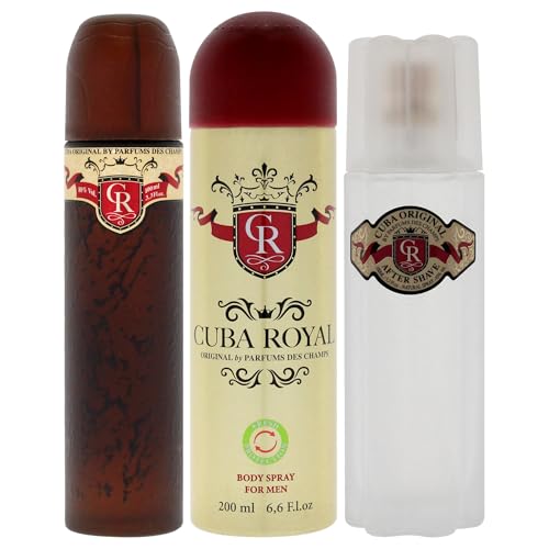 Cuba Royal Men’s 3-Piece Gift Set with Eau De Toilette, After Shave & Body Spray, 1 Fl Oz