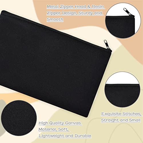 ZeeDix Canvas Makeup Pencil Travel Pouch - Black, 8.3x5 Inch, 36 Pack