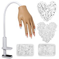 LIONVISON Practice Hand for Acrylic Nails with 200 Nail Tips - Silicone Nail Practice Mannequin, Flexible & Never Falls Off, Includes Upgrade Nail Tips Set
