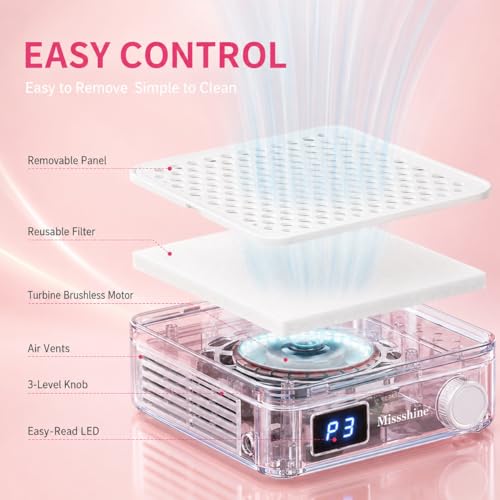 Nail Dust Collector with Adjustable Suction Mini Vacuum for Manicure
