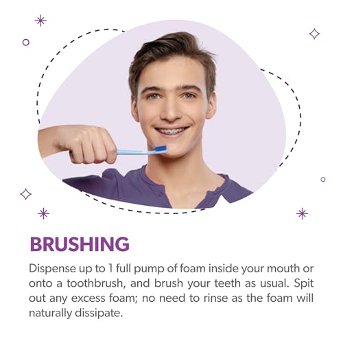 Foam for Braces - Bacteria & Plaque Removal, Fresh Breath, 50ml 2-Pack