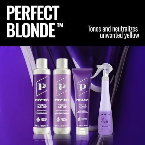 Pravana Perfect Blonde Purple Toning Conditioner 10 Fl Oz - Neutralizes Brass & Yellow Tones, Vegan & Sulfate-Free