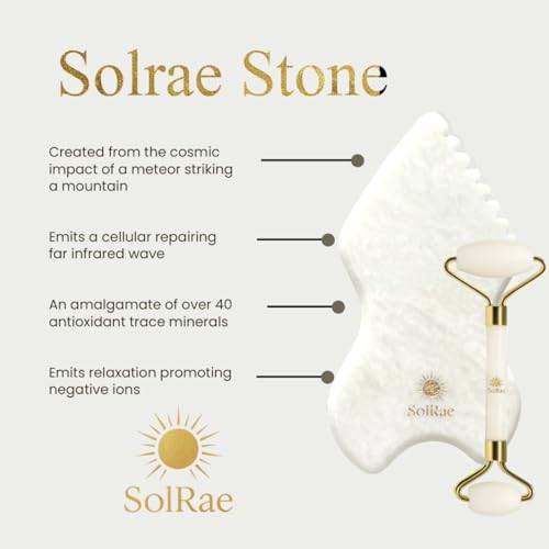 Gua Sha Bian Facial Stone With Jade Roller | Gua Sha Facial Tool Kit to Lift, Plump, Tone and Sculpt | Hand Crafted with 100% Authentic Bian Stone for Daily Use | Gifts for Women