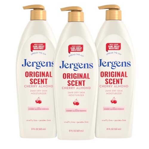 Jergens Cherry Almond Hand & Body Lotion 21 fl oz - 3 Pack - Moisturizer for Dry Skin