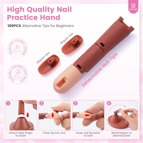 Nail Kit for Beginners with Everything: Professional Nail Acrylic Powder Liquid Set with Practice Finger Drill U V Light in Makeup Bag for Women Salon Home (Pink)