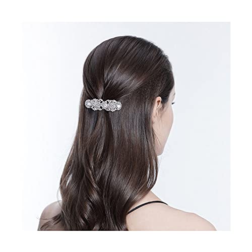 Ever Faith Austrian Crystal Wedding Hair Barrette - Clear Silver-Tone CZ Flower Tear Drop Bridal Hair Clip for Women