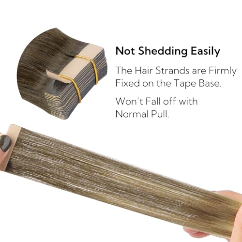 Hotbanana Tape-In Hair Extensions 16 Inch Ombre Walnut to Ash Brown 20pcs 50g