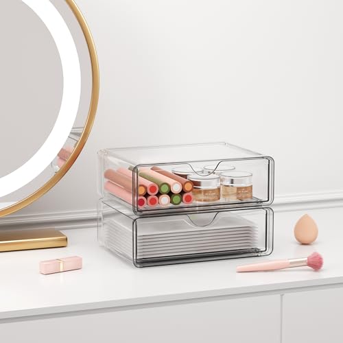 DOADW 3-Piece Clear Stackable Bathroom Counter Organizer Set for Vanity