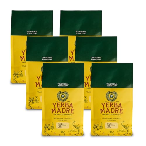Organic Loose Leaf Yerba Mate Tea - 8 Ounce Pack of 6 by Guayaki - Caffeine & Antioxidants