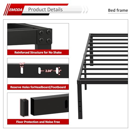 EMODA 20 Inch Tall Full Size Bed Frame with Large Storage Space - Includes Variation Full