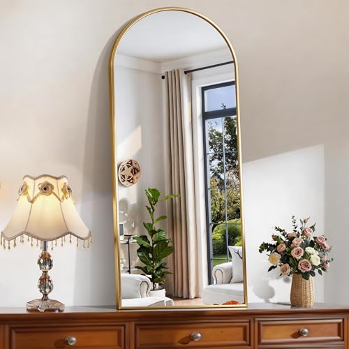 CIRCUMI 20x48 Inch Gold Arched Wall Mirror with Frame for Bathroom & Living Room