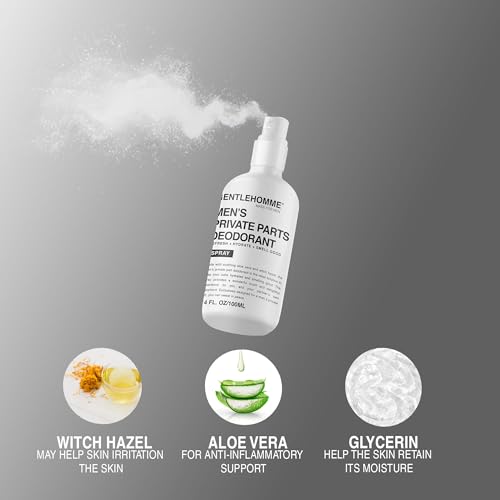 Gentlehomme Men's Deodorant Spray for Intimate Areas - Amber Leather, Hydrating, Vegan, 4oz