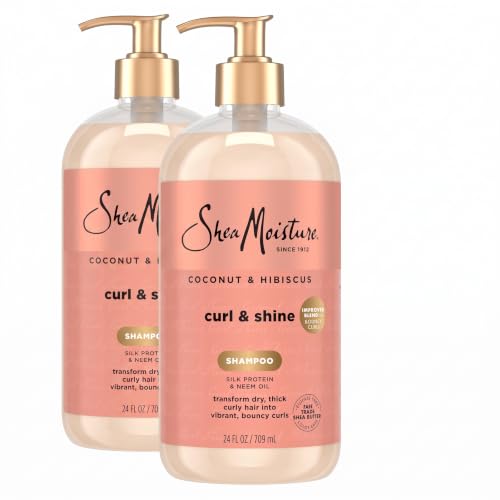 SheaMoisture Coconut Hibiscus Curl & Shine Shampoo 24oz Pack of 2 - Hydrating & Curl Defining