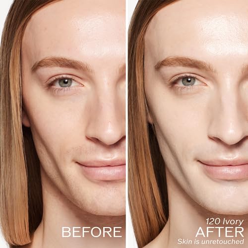 Shiseido RevitalEssence Skin Glow Foundation SPF 30, 120 Ivory - Buildable, Medium Coverage - 24-HR Hydration & 12-HR Wear - Transfer, Crease & Fade Resistant - Non-Comedogenic - All Skin Types