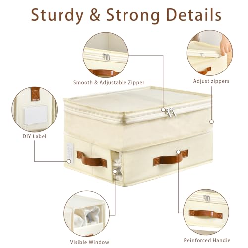 Freebat 8 Pack Adjustable Bed Sheet Organizers with Zipper - Beige