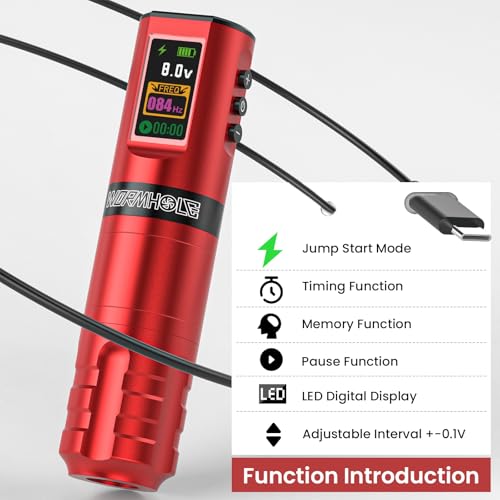 Wormhole Wireless Tattoo Kit with 1800mAh Battery – Red