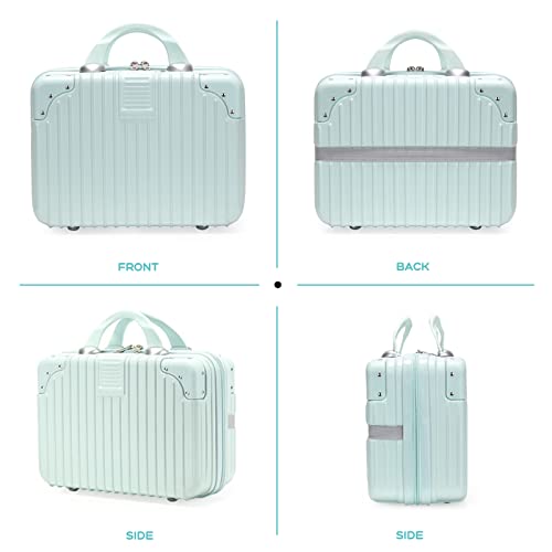 11L Makeup Travel for Women Girl, Hard Shell Vanity Cases with Elastic Band and Zipper, Portable Waterproof ABS Cosmetic Case for Travel
