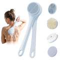Electric Body Scrubber Back Brush with 4 Heads Waterproof Dual Handle Blue