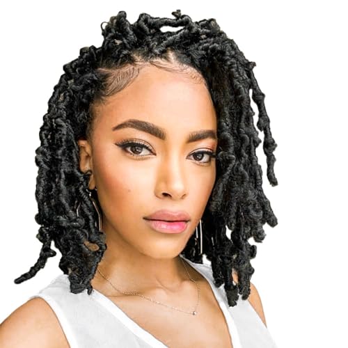 10 Inch Butterfly Locs Crochet Hair for Black Women - 6 Packs, Natural Black (1B)