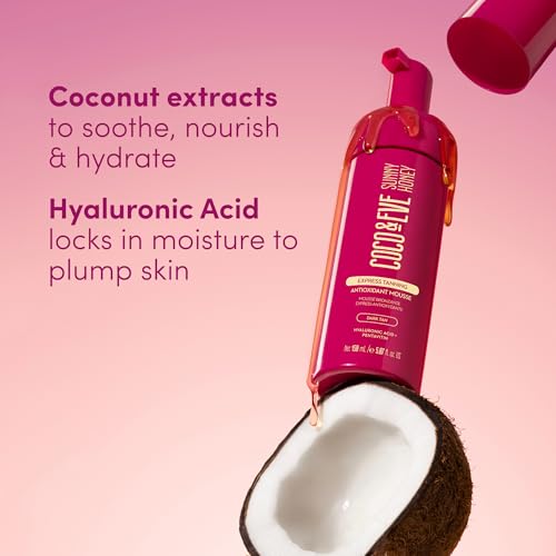 Coco & Eve Express Tanning Antioxidant Mousse - Best 1 Hour Streak-Free Sunless Deep Tan | Fast, Instant, Natural Dark Glow. Moisturizing Tanner with DHA, Hyaluronic Acid, Coconut Extract (5.07 fl oz)