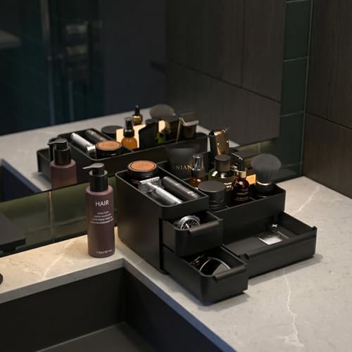 Bathroom Counter Organizer with Drawers and Slots for Skincare and Perfume – Modern, Waterproof, Space-Saving