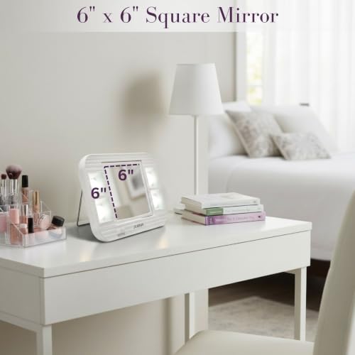 Lighted Makeup Mirror with 5X Magnification and Glare-Free LEDs - White