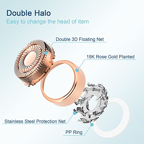 Women's Facial Hair Remover Replacment Heads Generation 2 Double Halo Perfect for Finishing Touch Flawless Gen 2 Facial Hair Removal,18K Gold-Plated 4-pc Pack