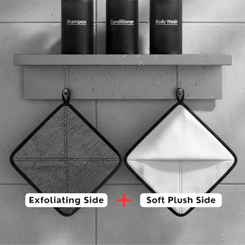 Bye Bye Loofah Double-Sided Exfoliating Washcloth with Hand Pocket ? Rough & Soft Texture for Deep Clean, Smooth Skin, Fast Drying Body Scrubber for Shower or Bath