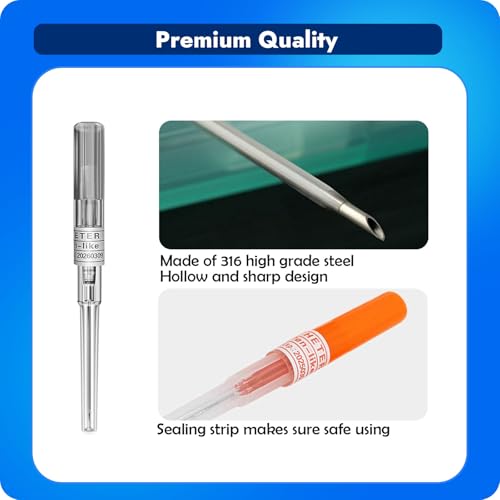 16G Catheter Piercing Needles for Ear Nose Lip and Body Piercings - Sterile 50pcs