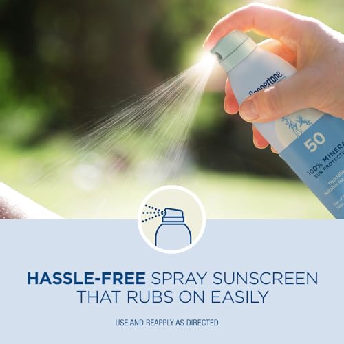 Coppertone Pure and Simple Mineral Sunscreen Spray SPF 50 (5 Oz) + Sunscreen Stick SPF 50 (0.49 Oz) with Zinc Oxide Protection, Hypoallergenic, Fragrance Free