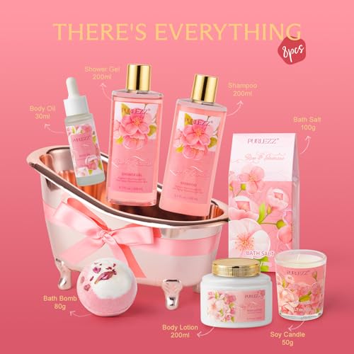 Luxury Bath & Body Gift Set with Rose & Jasmine Spa Products for Women