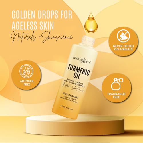Organic Turmeric Face Oil for Skin Lightening & Anti-Aging - 4 Fl Oz (Pack of 1)