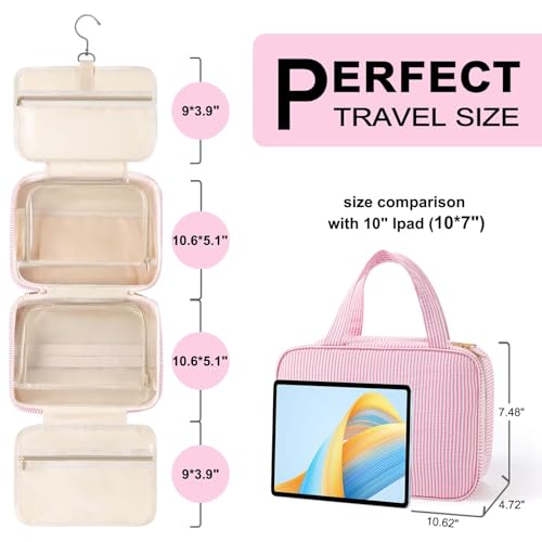 Personalized Pink Travel Hanging Toiletry Bag with Initial E - Compact & Spacious Organizer