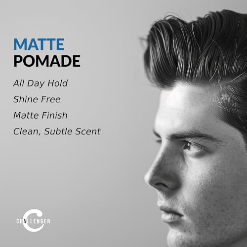 Challenger Matte Cream Pomade Combo - 2.25oz Pack of 2 Travel Size Water-Based Matte Hair Gel - Medium Hold, All Hair Types