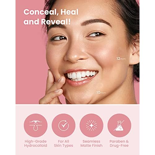GLAM UP Hydrocolloid Blemish Pimple Zit Patches(180PCS/2Size) - Invisible Ultra Thin Spot Cover Stickers for Face and Skin, Strong Water-proof and Adhesive Overnight, Vegan-friendly