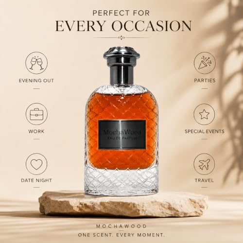 Amber Wood Perfume 100ml - Unisex Fragrance with Coffee, Saffron & Oud - Variation of Amber Wood / 3.4 Fl Oz