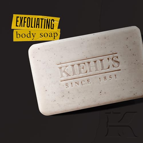 Kiehl's Grooming Solutions Exfoliating Body Bar Soap, Men's Body Wash Cleanses Dirt & Oil, with Pumice, Jojoba Seed Powder & Pracaxi Oil, for Soft & Smooth Skin, Woodsy Aromatic Blend - 7 oz