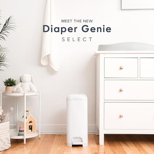 Lily White Diaper Genie Select Stainless Steel Diaper Pail Gift Set with 2 Jumbo Refills