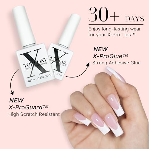 French Tip Press On Nails - Pink Series, Medium Square, 150PCS, 15 Sizes, 5 Styles, Starter Kit - Variation 01 P117KIT2-M