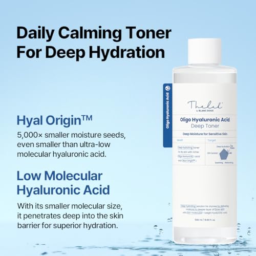 THE LAB by BLANC DOUX Oligo Hyaluronic Acid Deep Hydrating Toner 16.91 Fl Oz – Sensitive Skin, pH Balance, Vegan, Alcohol-Free