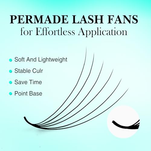 VAVALASH Premade Fans Eyelash Extensions 6D 8D 10D 16D 0.05 0.07 Thickness C/D Curl Premade Narrow Fans Lash Extension 8-15mm Mixed Length Thin Base Handmade Volume Lash Extensions (10D,0.07-D-8-15MM)