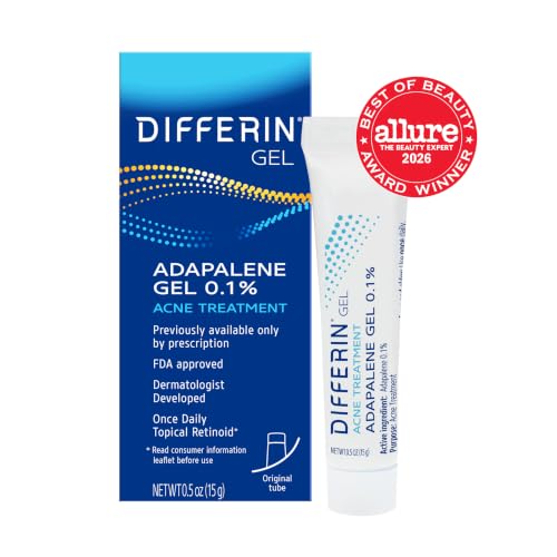 Differin Acne Retinoid Gel 0.1% Adapalene - 1.6 Ounce (45g Tube) - Targets Breakouts & Prevents Acne