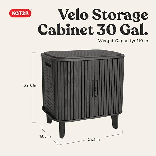 Keter Velo 30 Gallon Outdoor Storage Cabinet - 1-Pack Weatherproof Deck Box