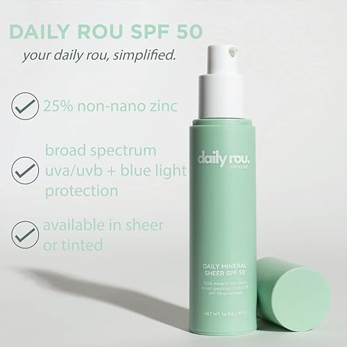 DailyRou Daily Mineral Skincare ? Hydrating & Brightening Face Sunscreen for Men & Women ? Lightweight, Non-Greasy Formula for Healthy, Smooth, Glowing Skin (Sheer)