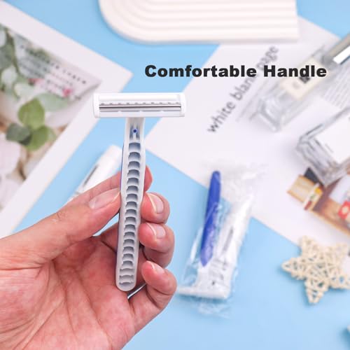 120 Pack Disposable Razors Bulk Blue - Travel & Hotel Shaving Set for Men & Women