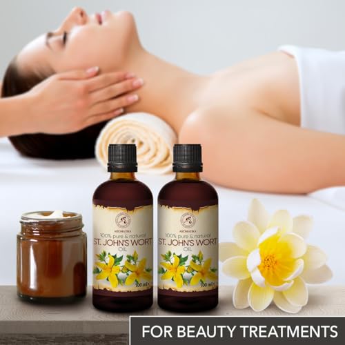 AROMATIKA St Johns Wort Oil 6.8 oz (2 x 3.4 fl oz) - Hypericum Perforatum Carrier Oil for Skin Hair & Body
