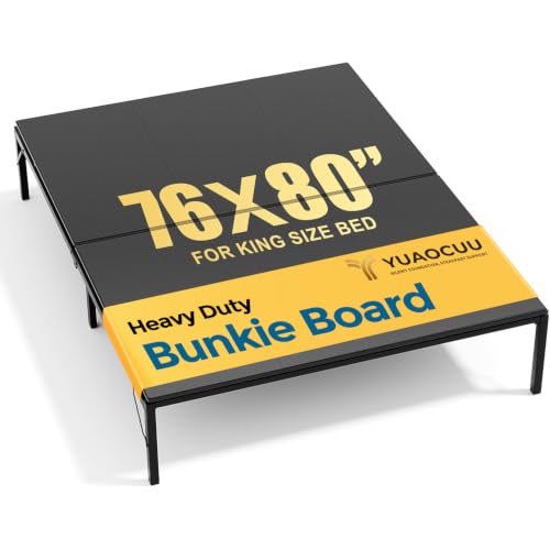King Size Bunkie Board (76x80) Heavy Duty Anti-Sag Low Profile Bed Support - Black