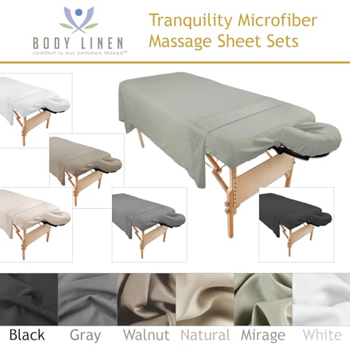 Body Linen Tranquility Microfiber Massage Sheet Sets Lightweight, Long-Lasting Microfiber Massage Table Sheet Set - Stain-Resistant, Soft and No Pilling - 1 Pack, Mirage Gray