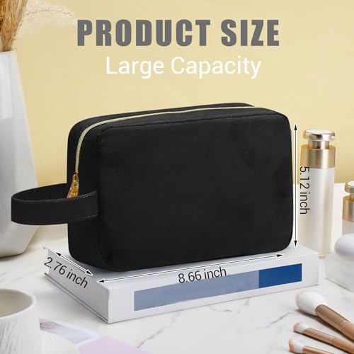 Kacctyen Insulated Makeup Bag for Car Women Cosmetics Bag Heat-resistant Travel Makeup Organizer Waterproof Skincare Case from Melting Freezing Winter Valentines Gift for Women(Medium,Portable,Black)